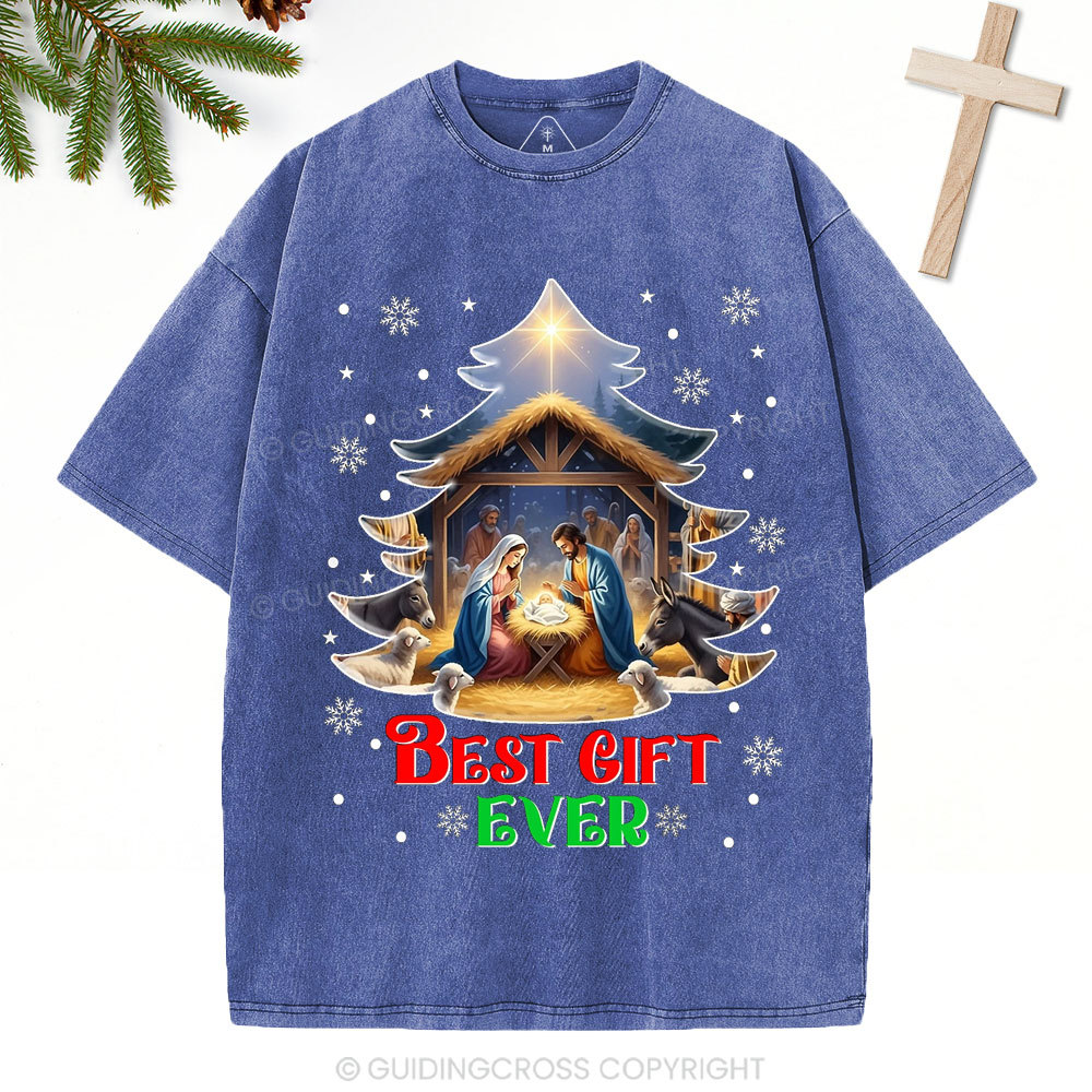 Best Gift Ever Christian Christmas Washed T-Shirt