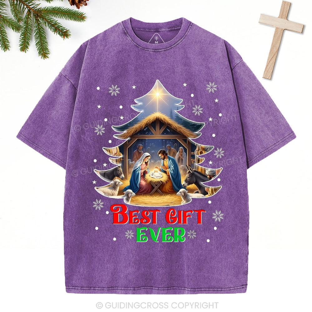 Best Gift Ever Christian Christmas Washed T-Shirt