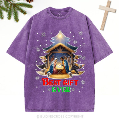 Best Gift Ever Christian Christmas Washed T-Shirt
