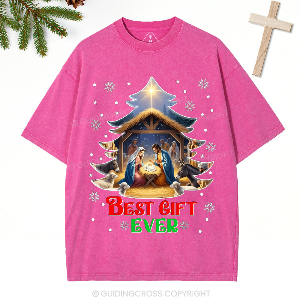 Best Gift Ever Christian Christmas Washed T-Shirt