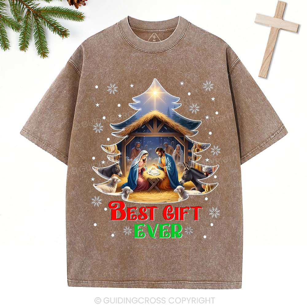 Best Gift Ever Christian Christmas Washed T-Shirt