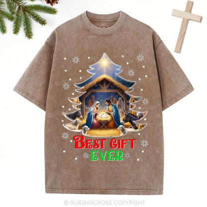 Best Gift Ever Christian Christmas Washed T-Shirt