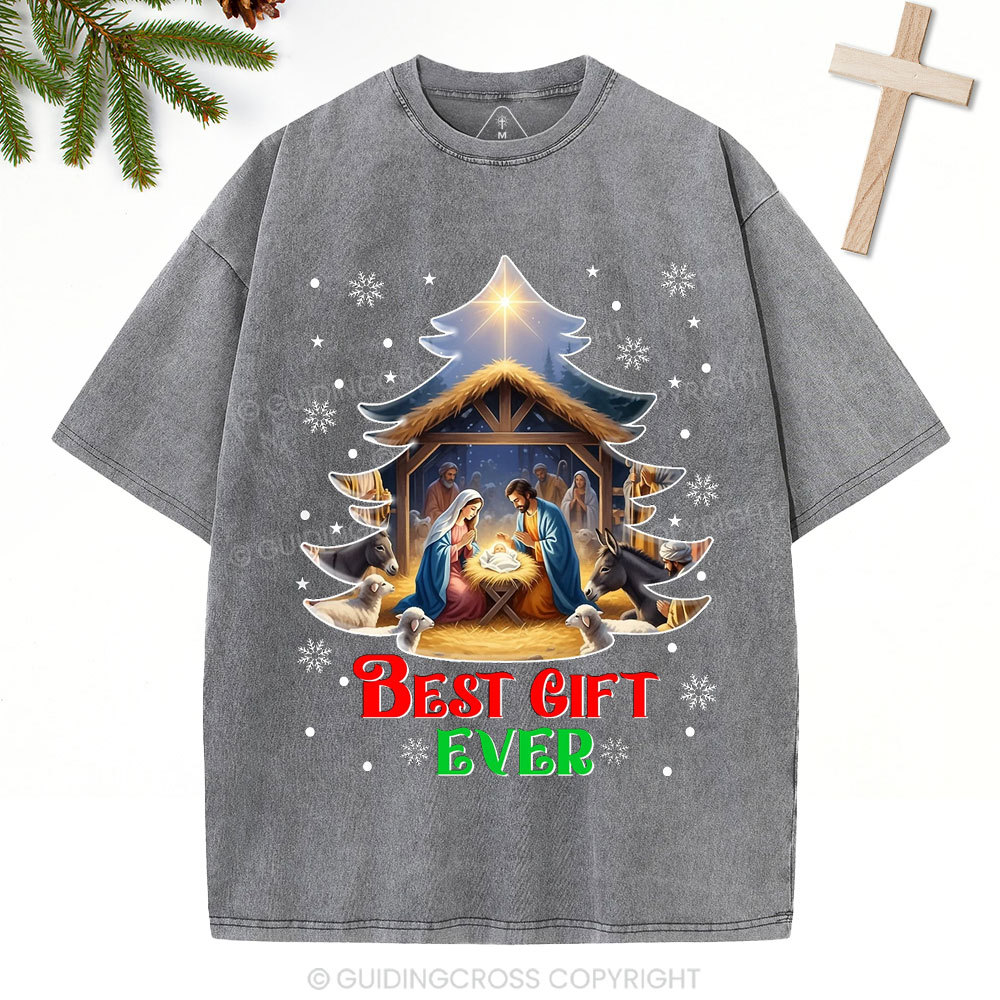 Best Gift Ever Christian Christmas Washed T-Shirt