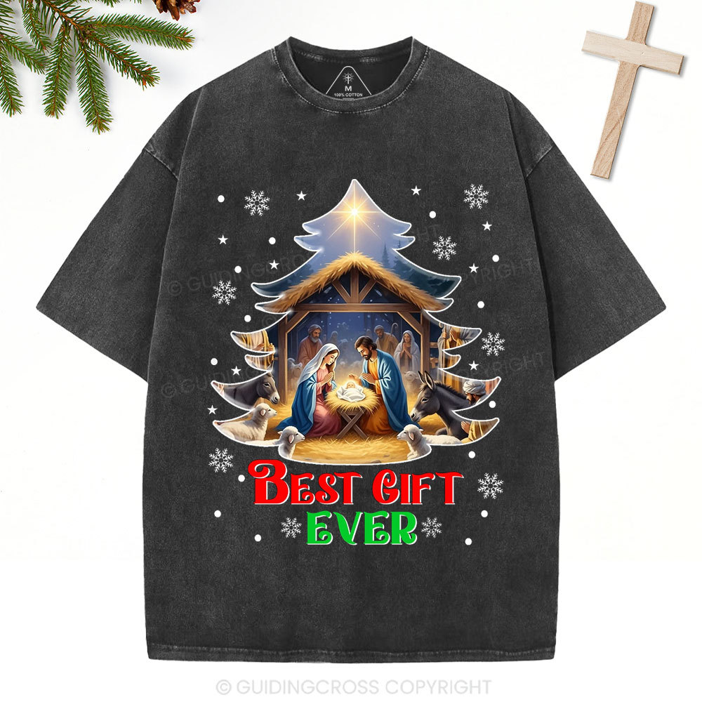 Best Gift Ever Christian Christmas Washed T-Shirt