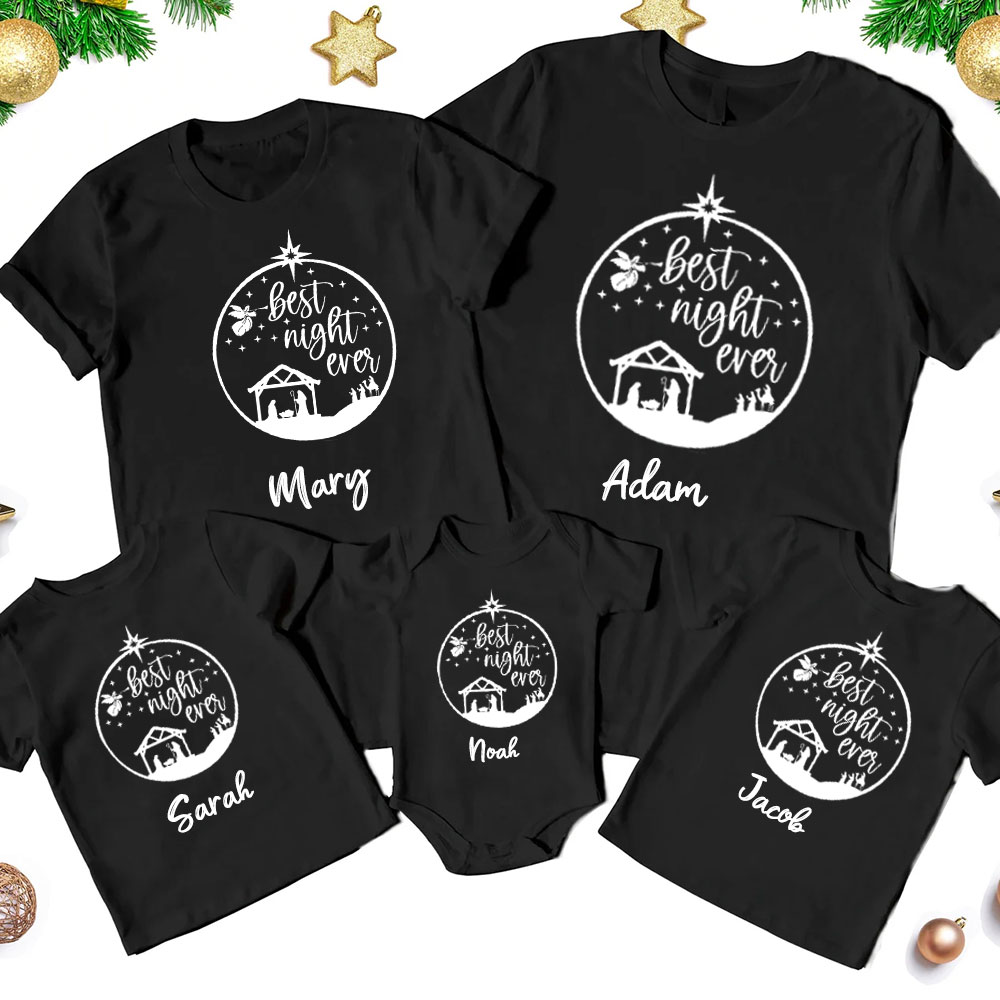 Best Night Ever Christmas Family Matching Shirts