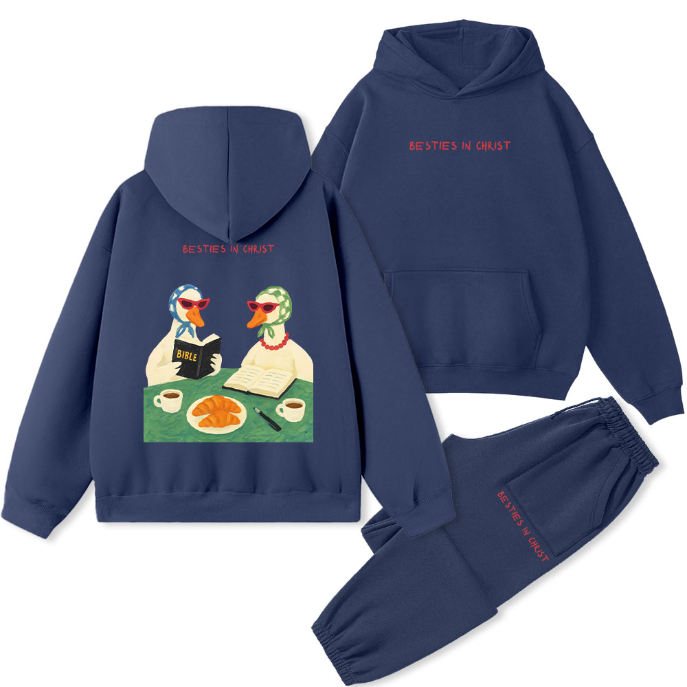 Besties In Christ Christian Premium Fleece Hoodie Set