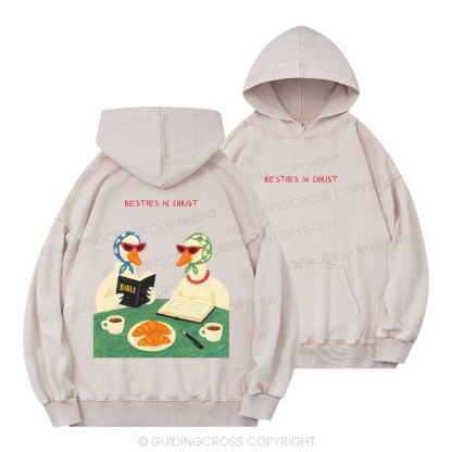 Besties In Christ  Christian Washed Hoodie