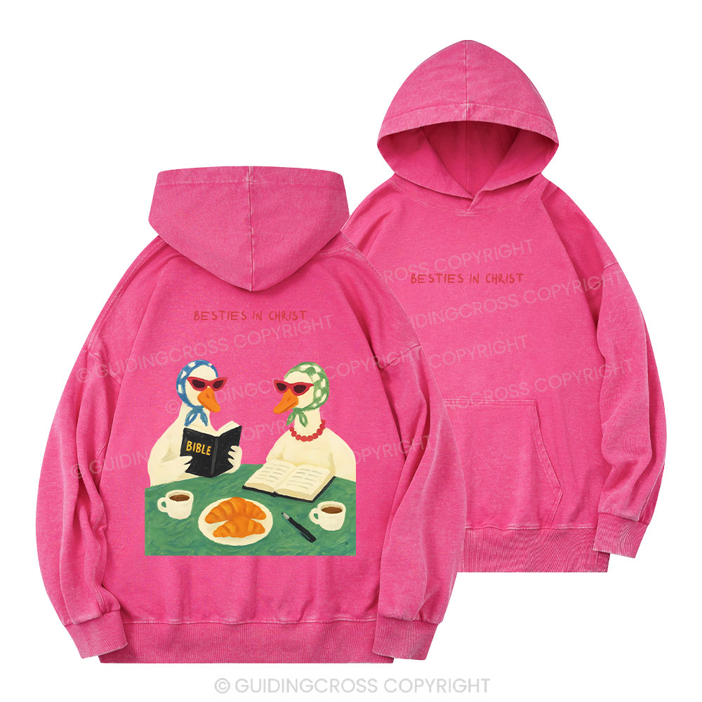 Besties In Christ  Christian Washed Hoodie