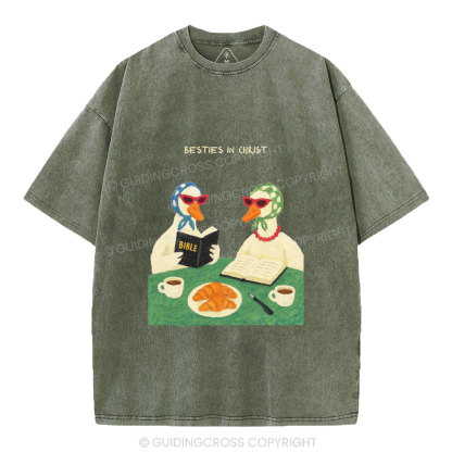 Besties In Christ Christian Washed T-Shirt