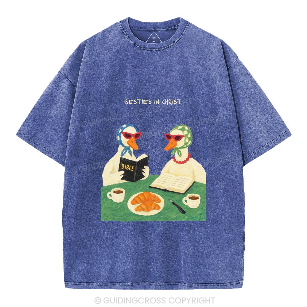 Besties In Christ Christian Washed T-Shirt