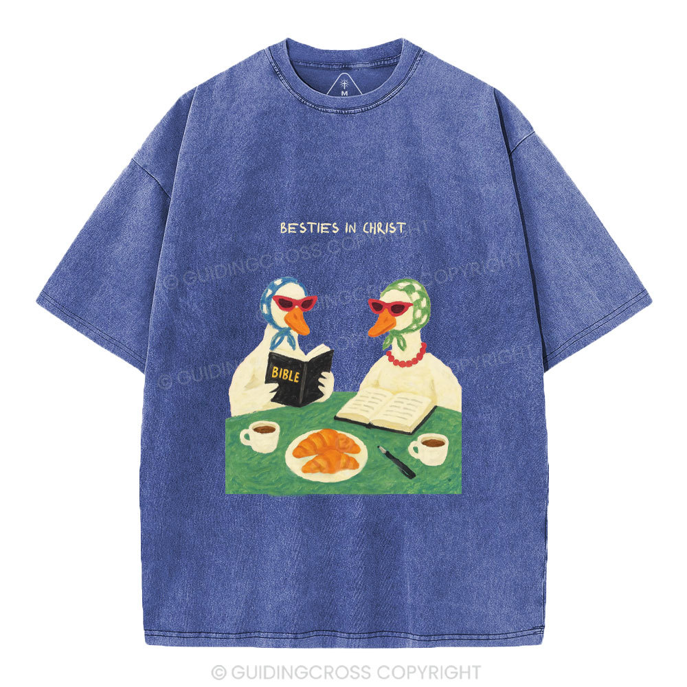 Besties In Christ Christian Washed T-Shirt