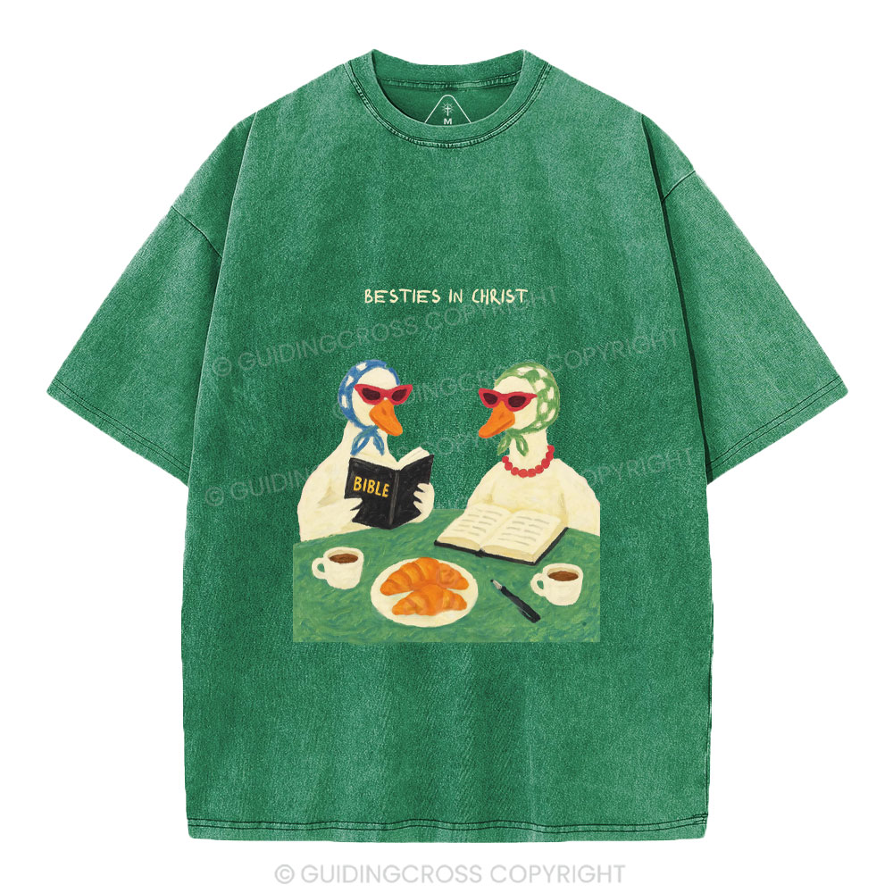 Besties In Christ Christian Washed T-Shirt