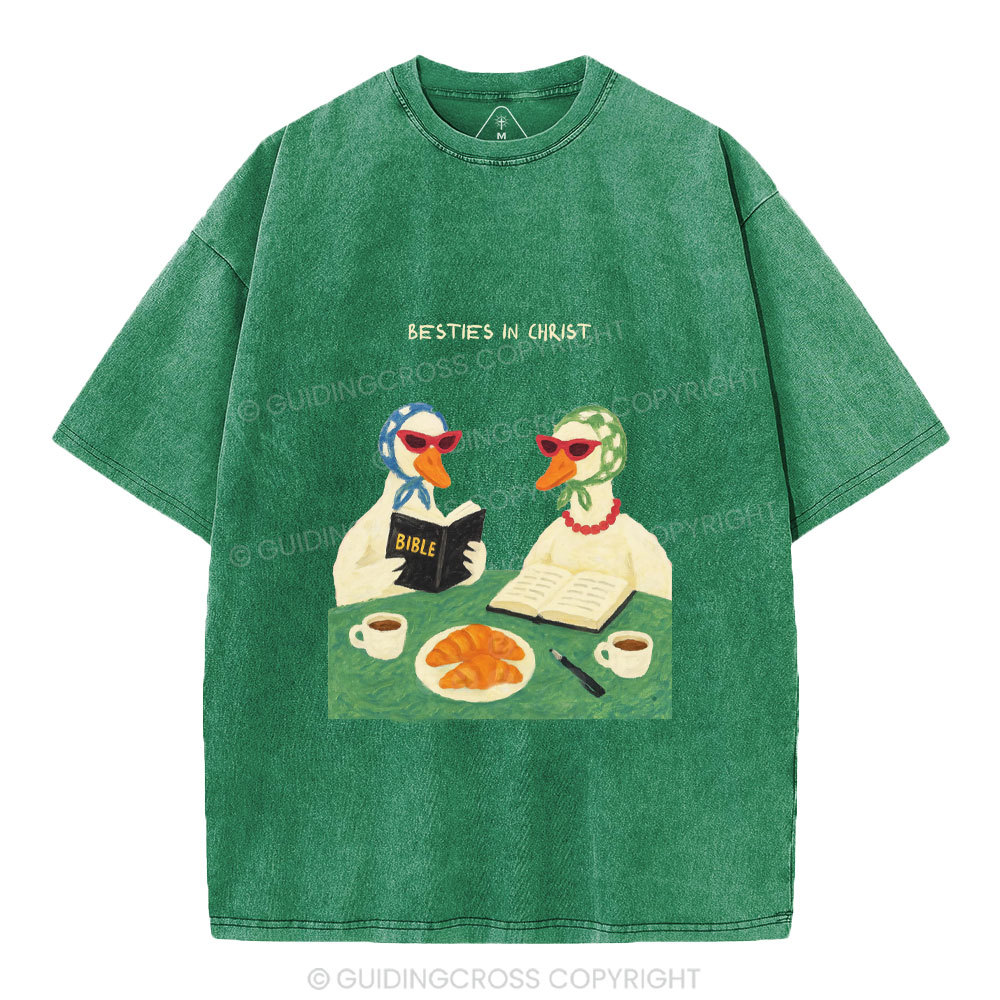 Besties In Christ Christian Washed T-Shirt