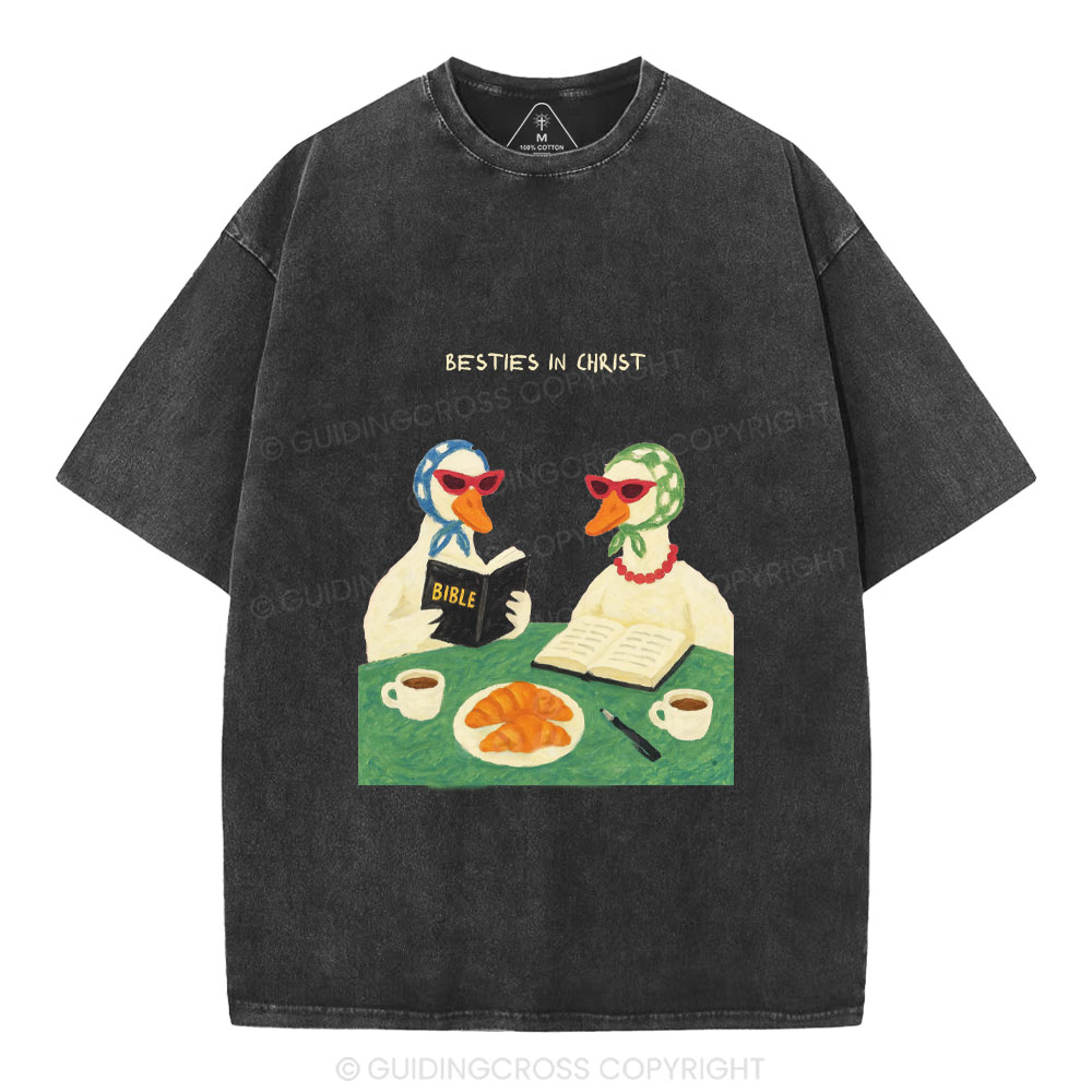 Besties In Christ Christian Washed T-Shirt