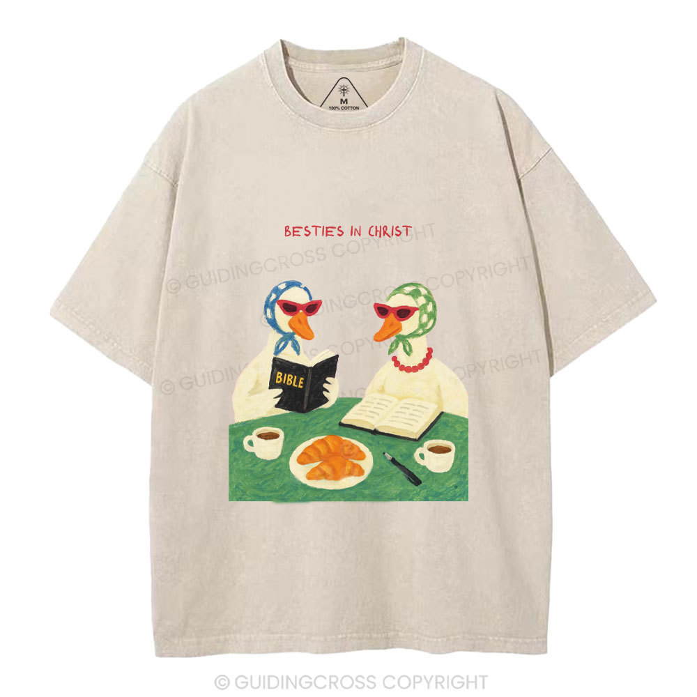 Besties In Christ Christian Washed T-Shirt