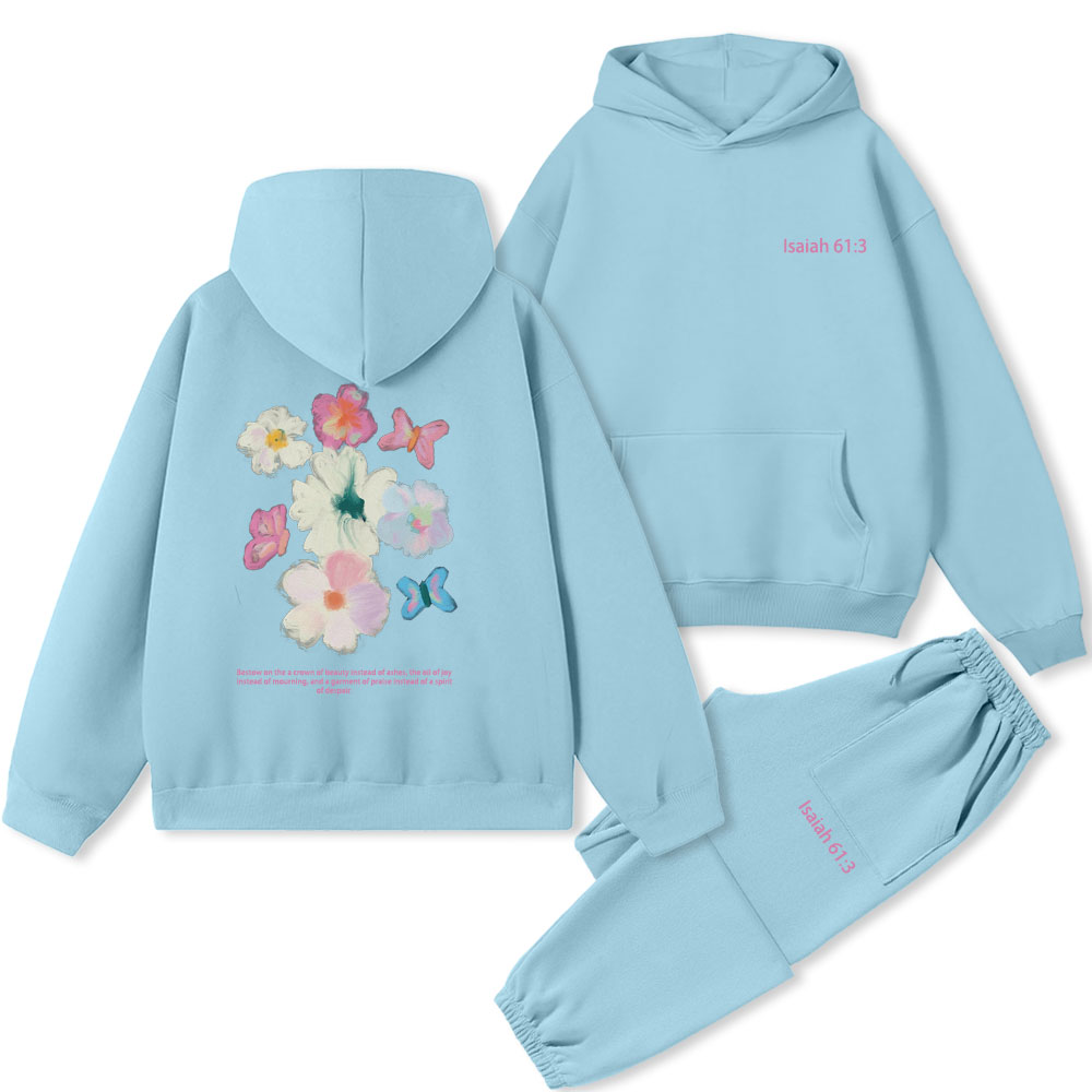 Bestow On The A Crown Of Beauty Christian Fleece Hoodie Set