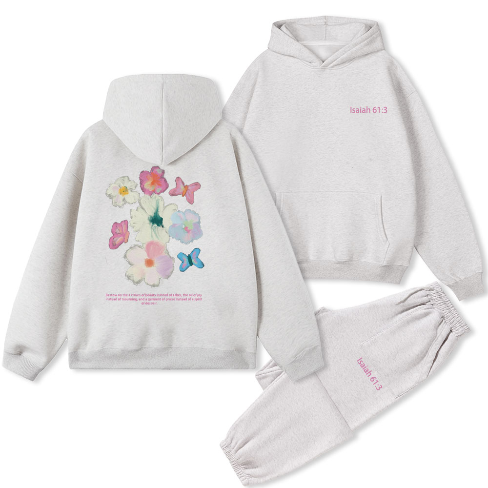Bestow On The A Crown Of Beauty Christian Fleece Hoodie Set