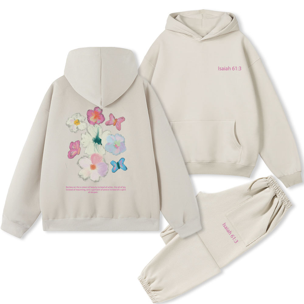 Bestow On The A Crown Of Beauty Christian Fleece Hoodie Set