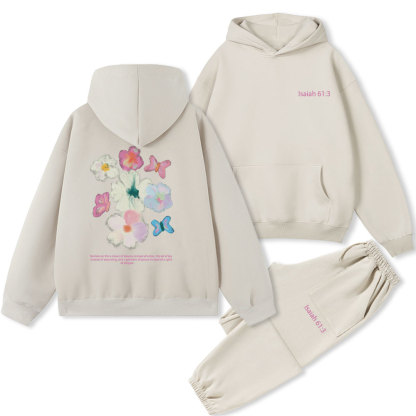 Bestow On The A Crown Of Beauty Christian Fleece Hoodie Set