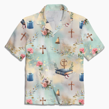 Bible Cross And Candle Christian Hawaiian Shirt