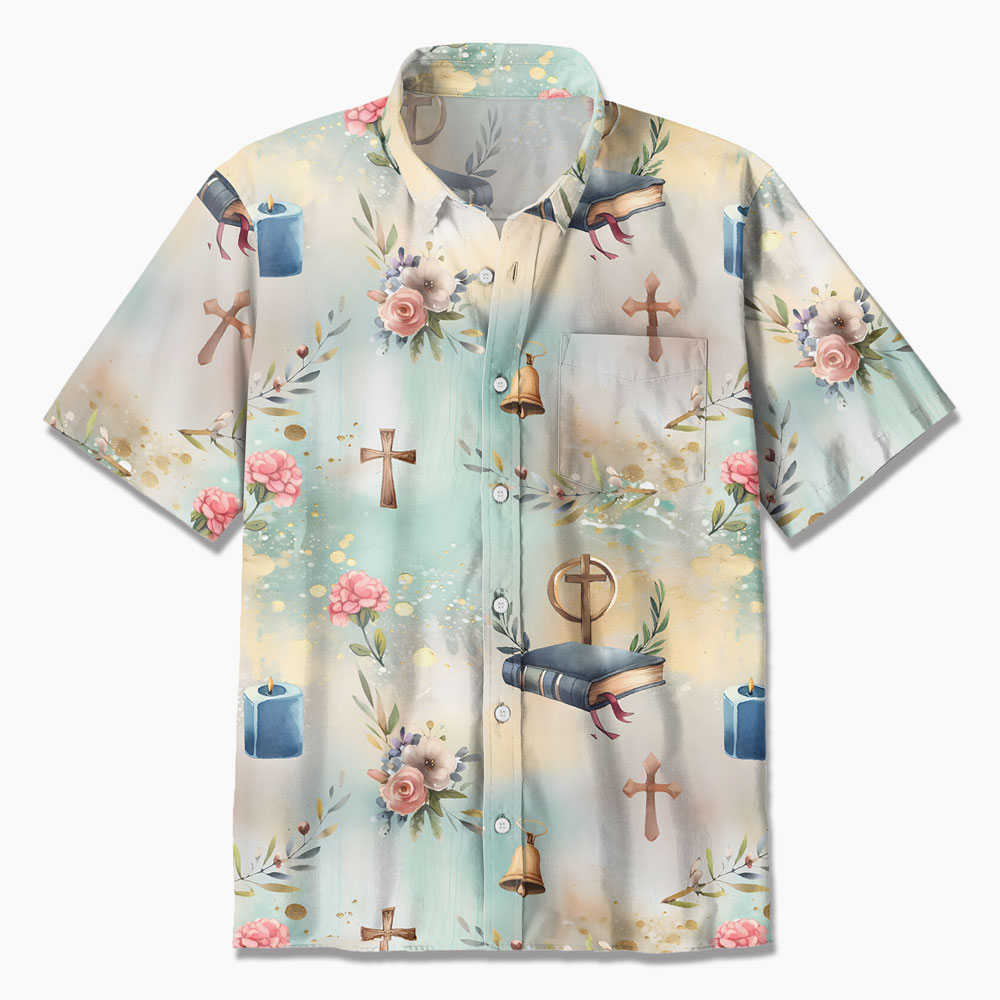 Bible Cross And Candle Christian Hawaiian Shirt