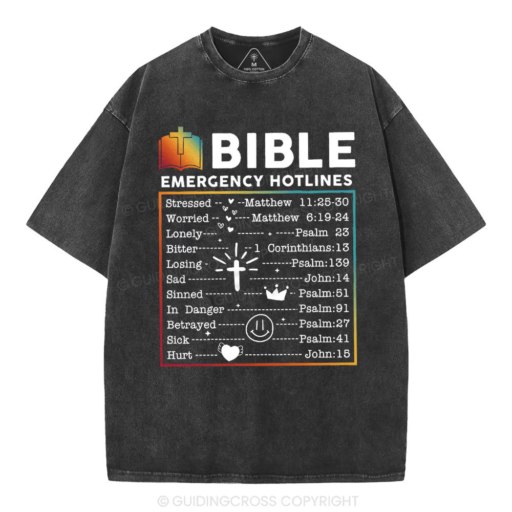 Bible Emergency Hotlines Christian Washed T-Shirt