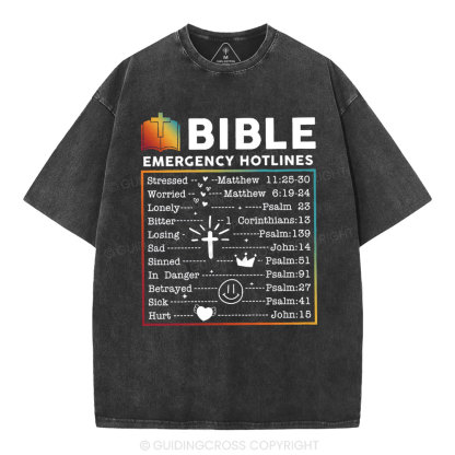 Bible Emergency Hotlines Christian Washed T-Shirt