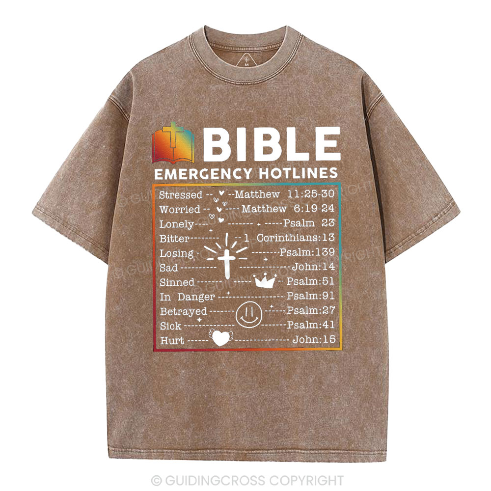 Bible Emergency Hotlines Christian Washed T-Shirt