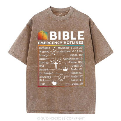 Bible Emergency Hotlines Christian Washed T-Shirt