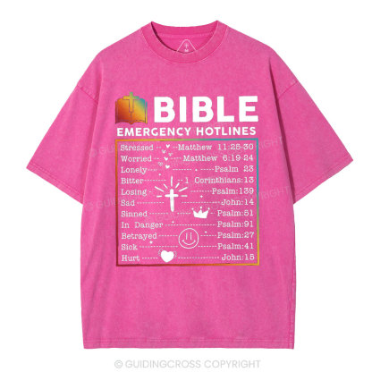 Bible Emergency Hotlines Christian Washed T-Shirt