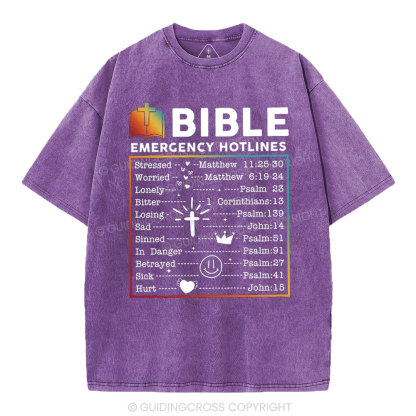 Bible Emergency Hotlines Christian Washed T-Shirt