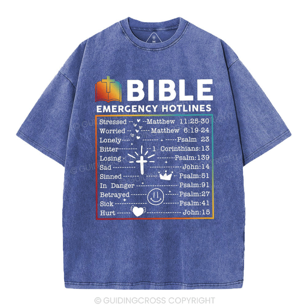 Bible Emergency Hotlines Christian Washed T-Shirt