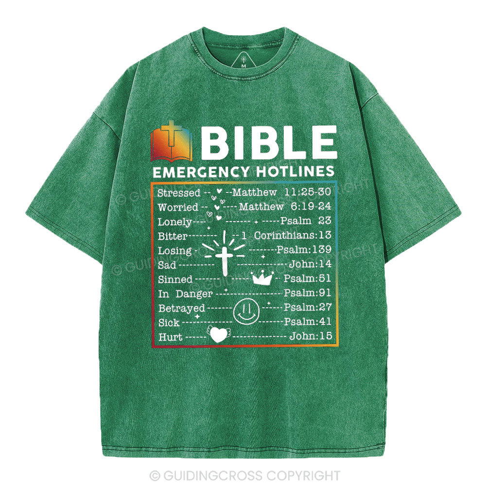 Bible Emergency Hotlines Christian Washed T-Shirt