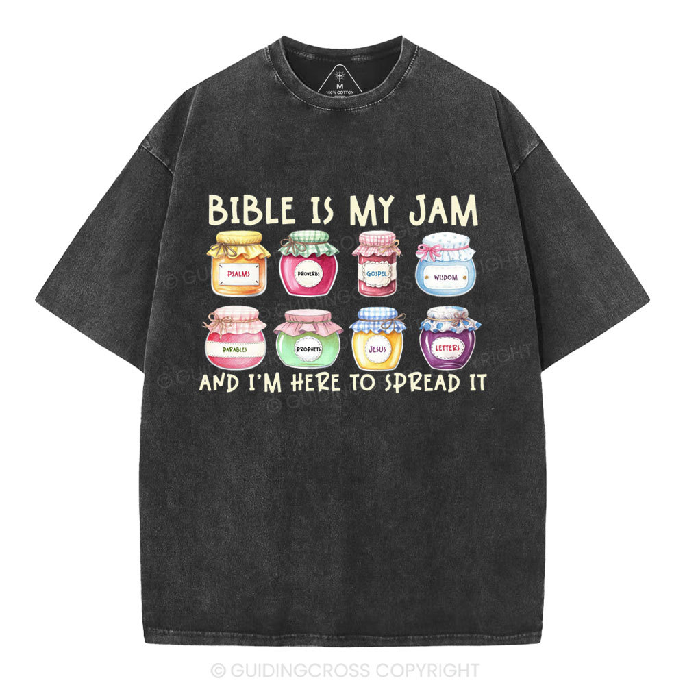 Bible Is My Jam Christian Washed T-Shirt