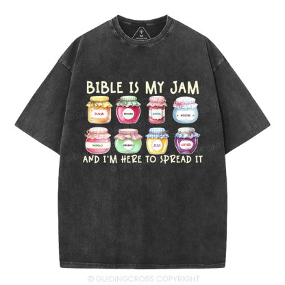 Bible Is My Jam Christian Washed T-Shirt
