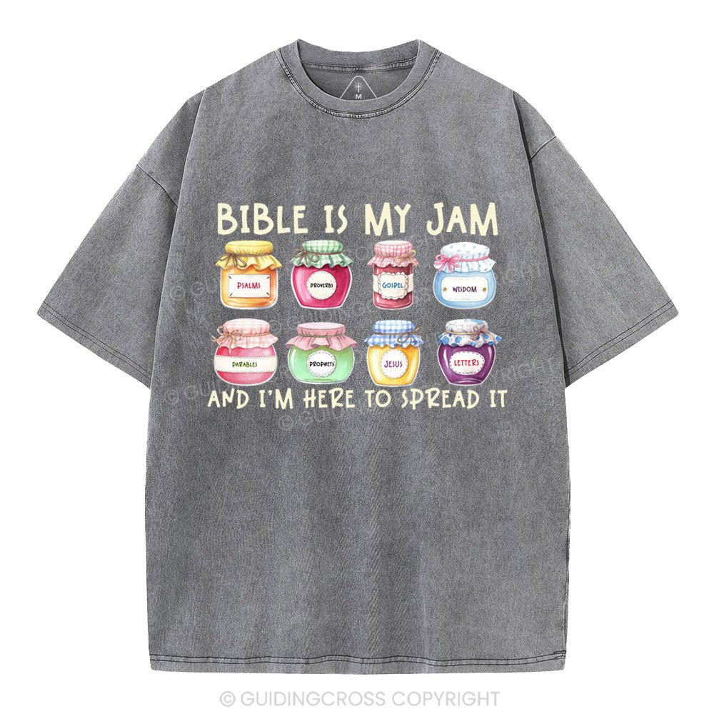 Bible Is My Jam Christian Washed T-Shirt
