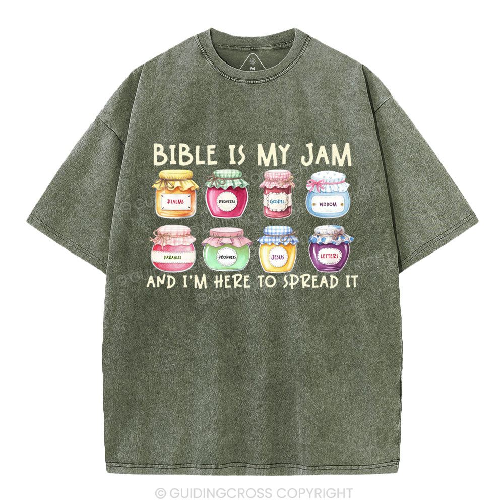 Bible Is My Jam Christian Washed T-Shirt