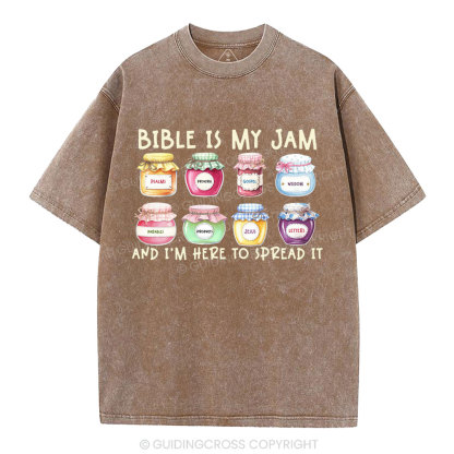 Bible Is My Jam Christian Washed T-Shirt