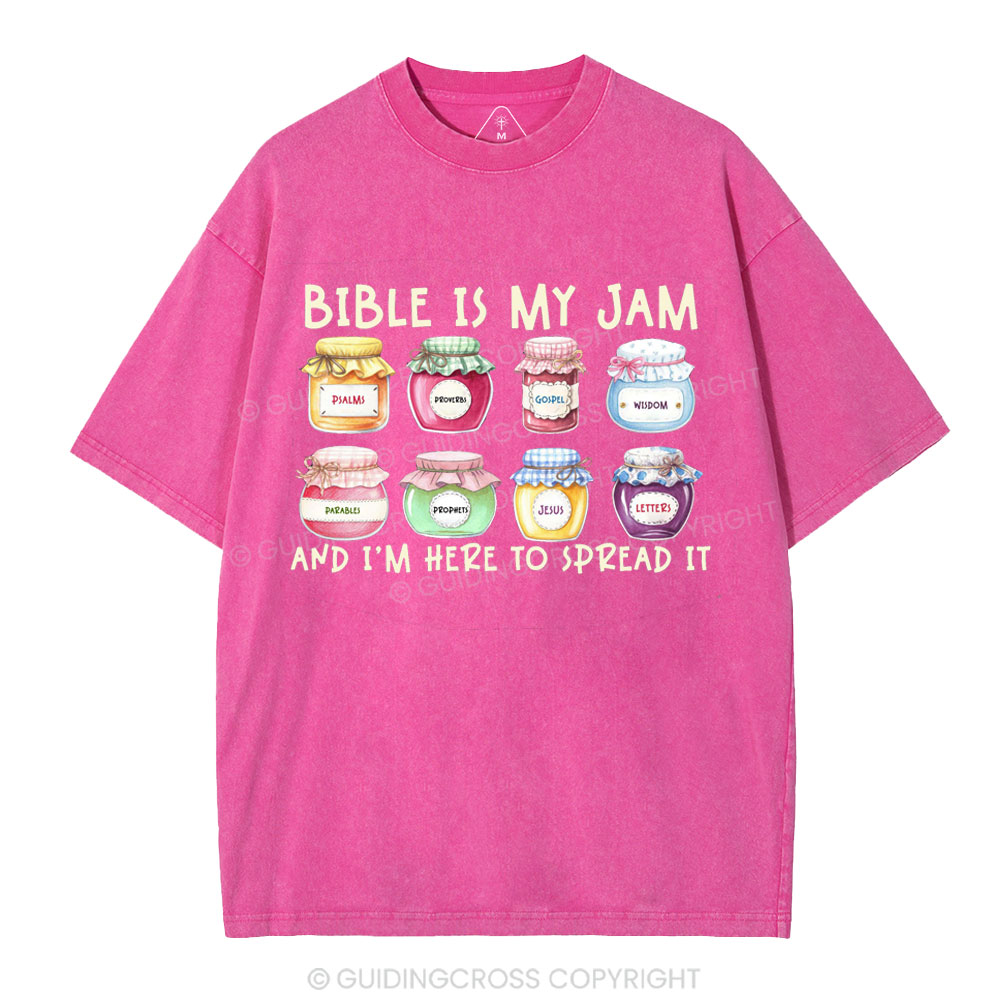 Bible Is My Jam Christian Washed T-Shirt
