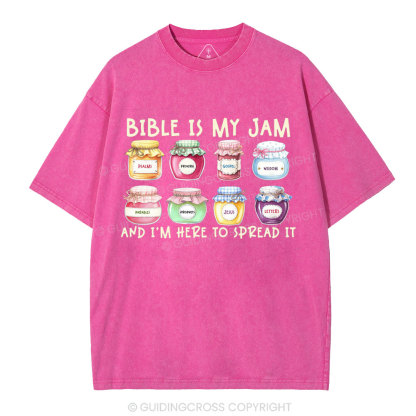 Bible Is My Jam Christian Washed T-Shirt