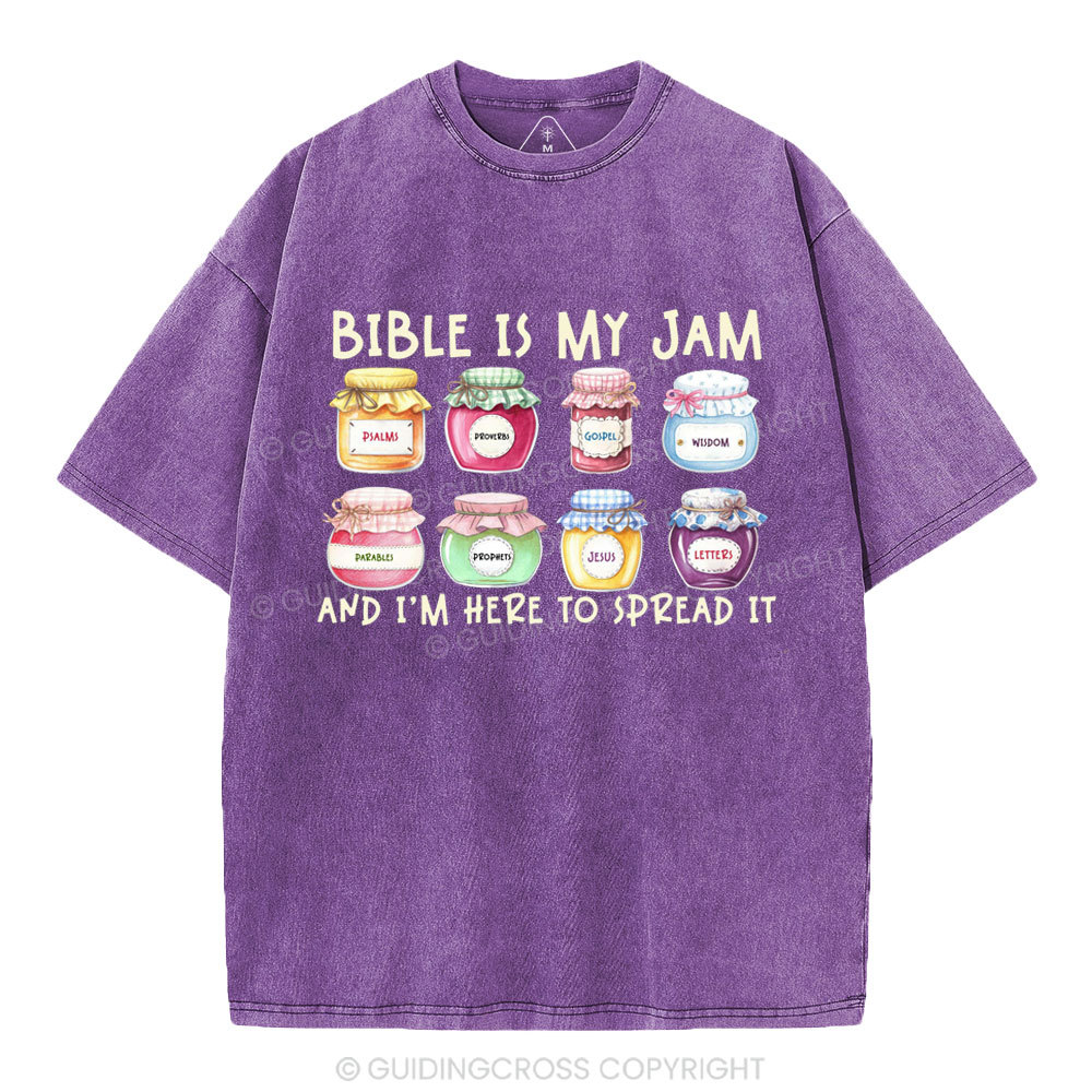 Bible Is My Jam Christian Washed T-Shirt