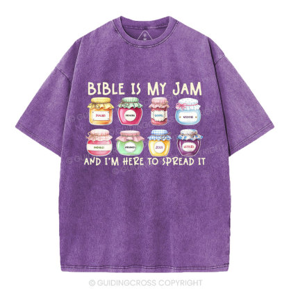 Bible Is My Jam Christian Washed T-Shirt