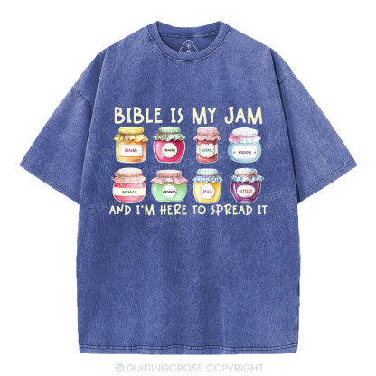 Bible Is My Jam Christian Washed T-Shirt