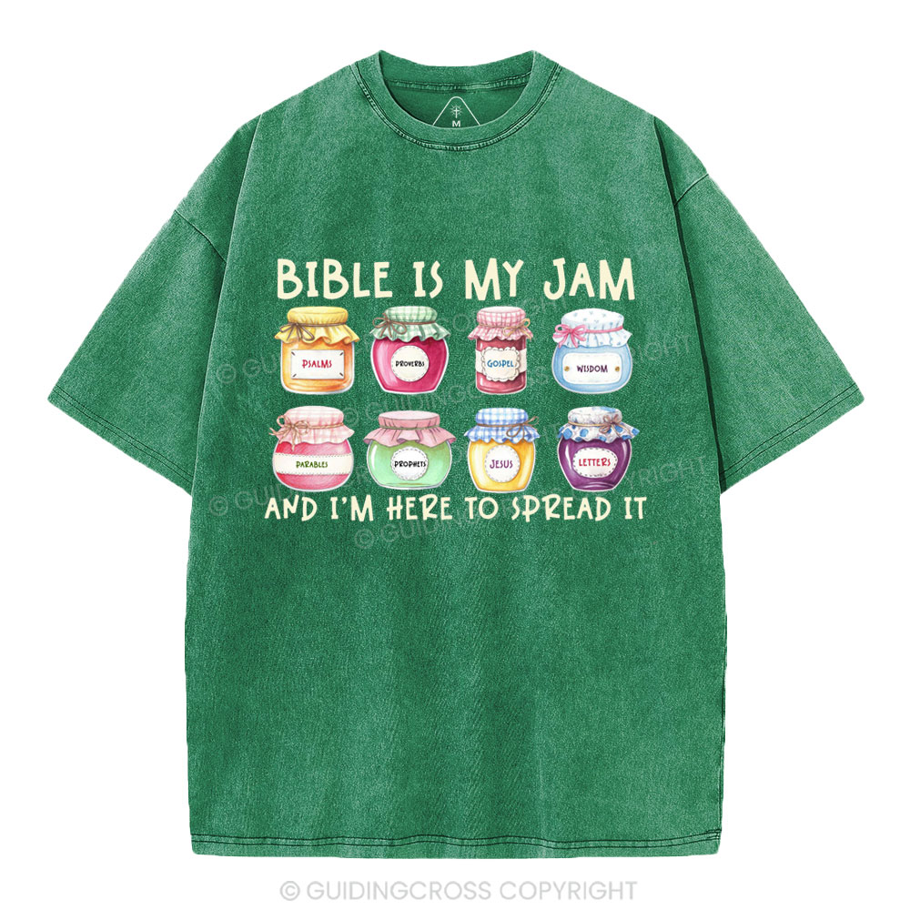 Bible Is My Jam Christian Washed T-Shirt