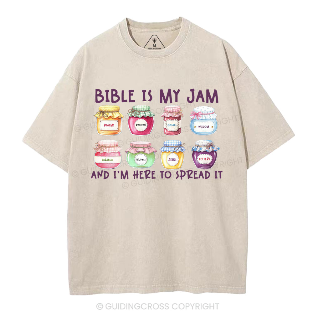 Bible Is My Jam Christian Washed T-Shirt