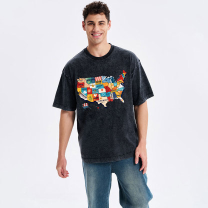 Bible Verse American Map Christian Washed T-Shirt