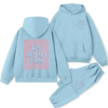 Big Jesus Fan Christian Fleece Hoodie Set