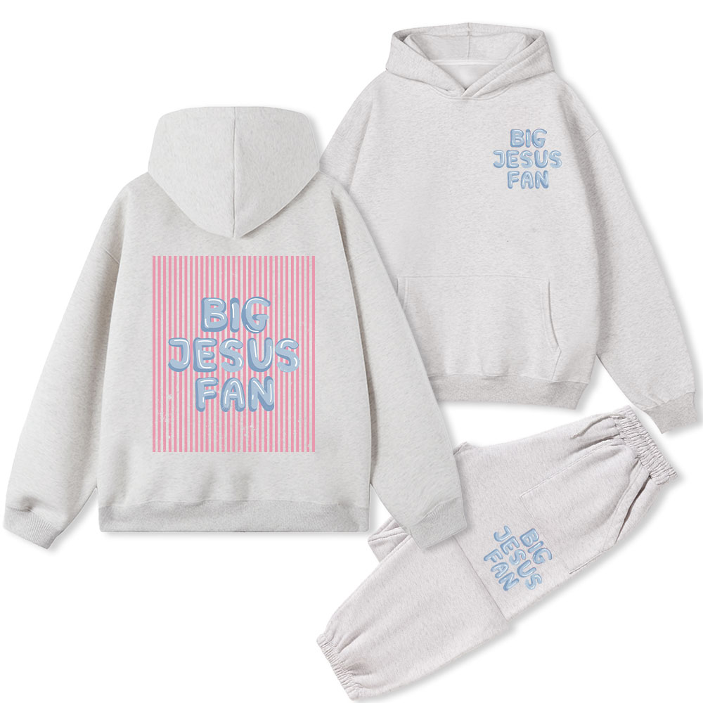 Big Jesus Fan Christian Fleece Hoodie Set