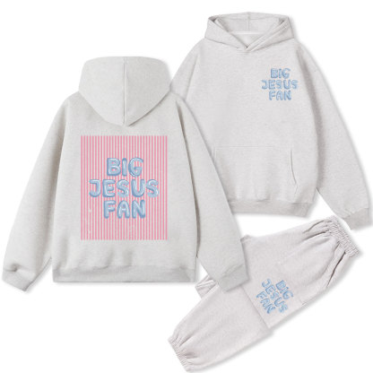 Big Jesus Fan Christian Fleece Hoodie Set