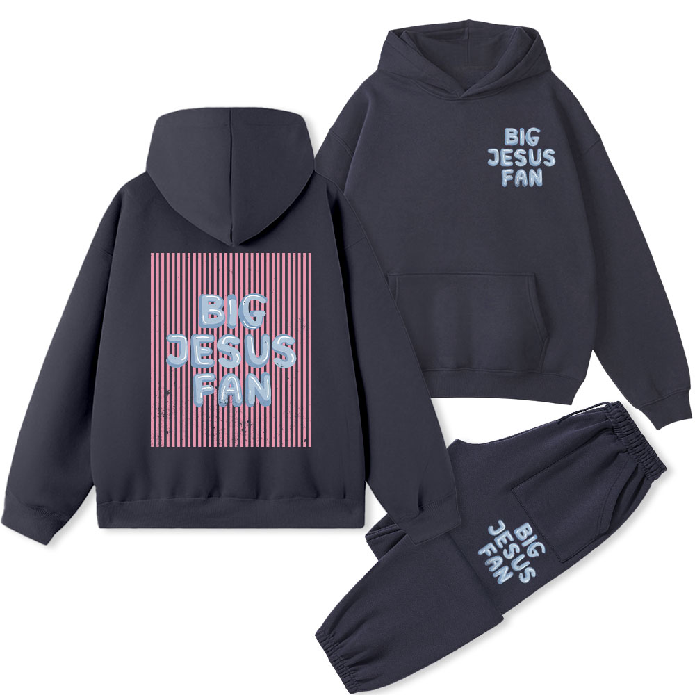 Big Jesus Fan Christian Fleece Hoodie Set
